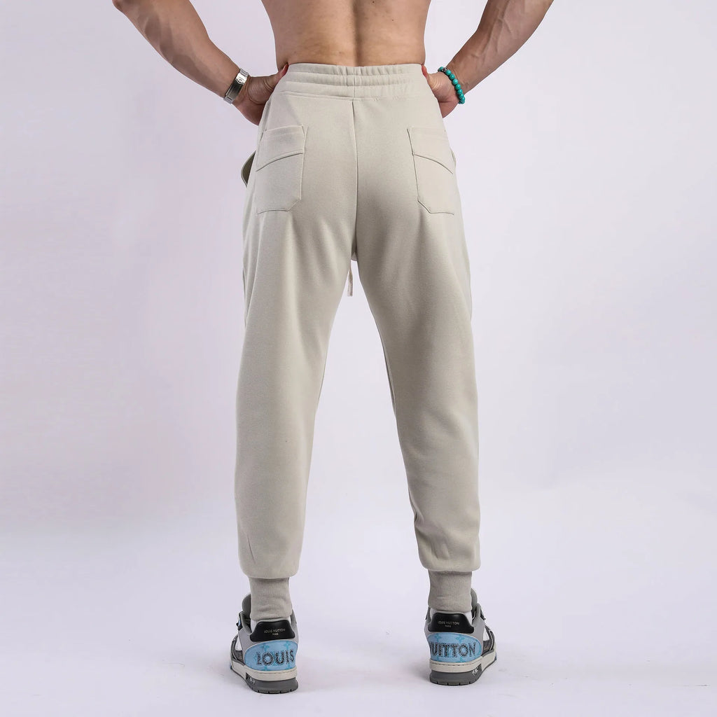 Men's ankle-tied casual trousers with drawstring waist in black colour option