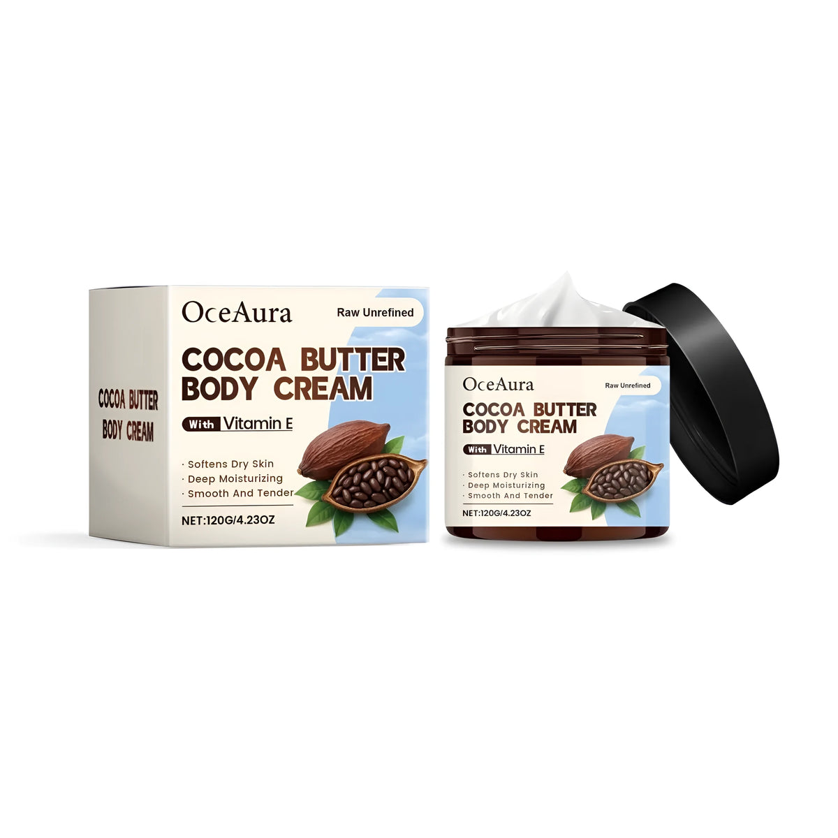 120g tube of cocoa butter body cream with vitamin E and coconut oil