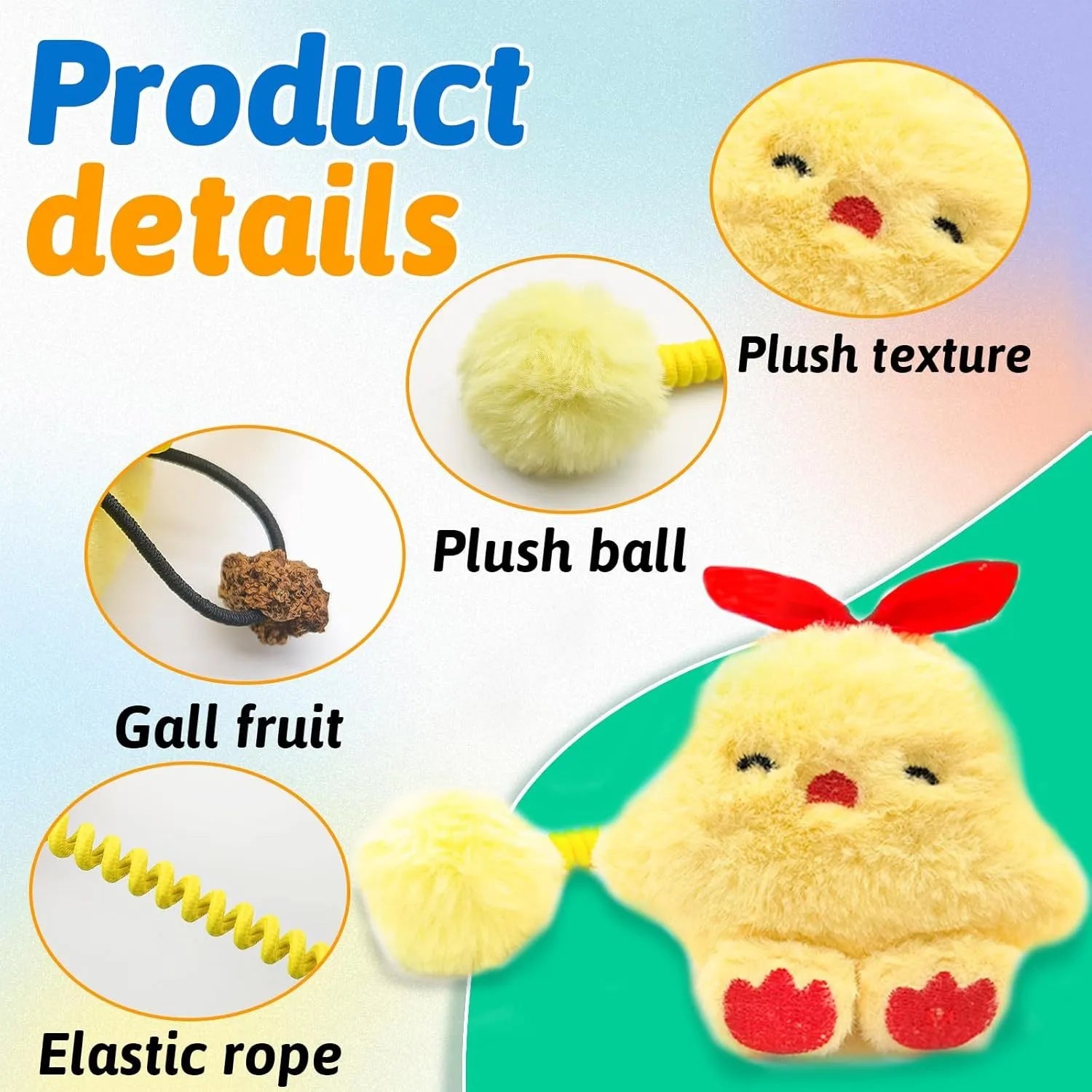 Cat interactive toy set with silvervine fruit, stretching spring, and plush fuzzy ball