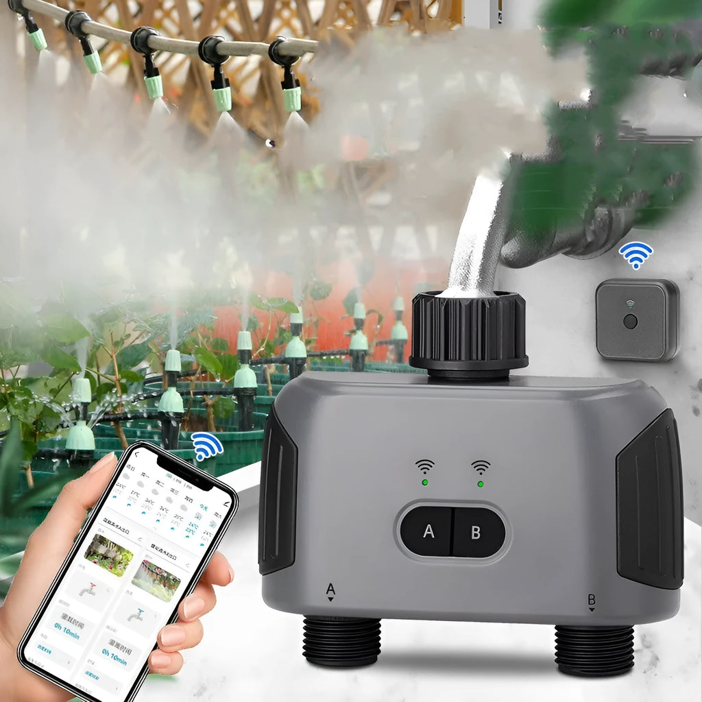 Bluetooth dual watering controller for mobile phone remote garden irrigation