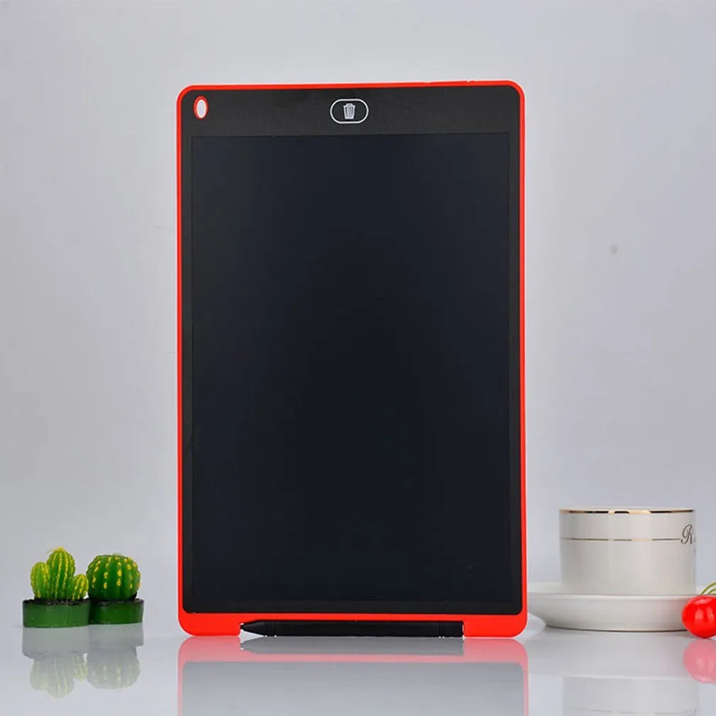 LCD electronic handwriting board for children showing black, blue, green, red colours with stylus
