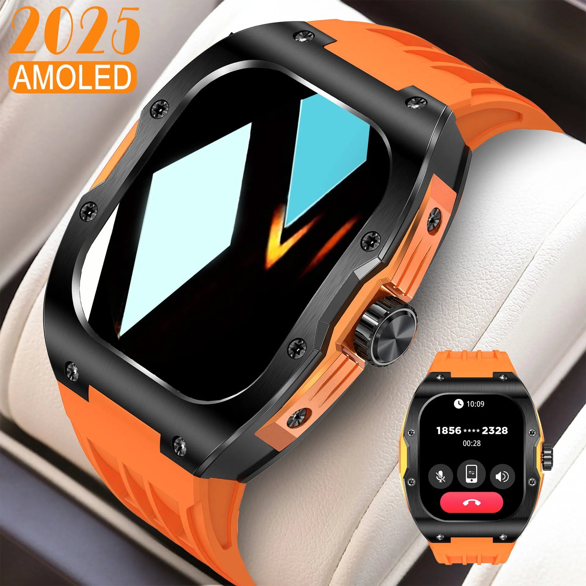 Smart watch with AMOLED display showing fitness data, silicone strap in black-blue colour