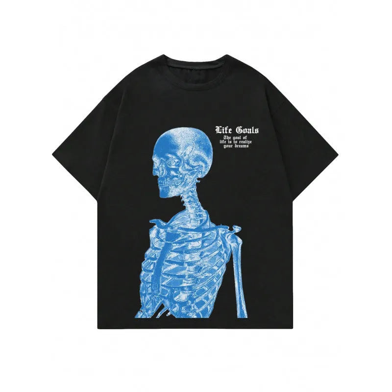 Printed men's street short-sleeved sports t-shirt with digital pattern on flat mop cloth fabric