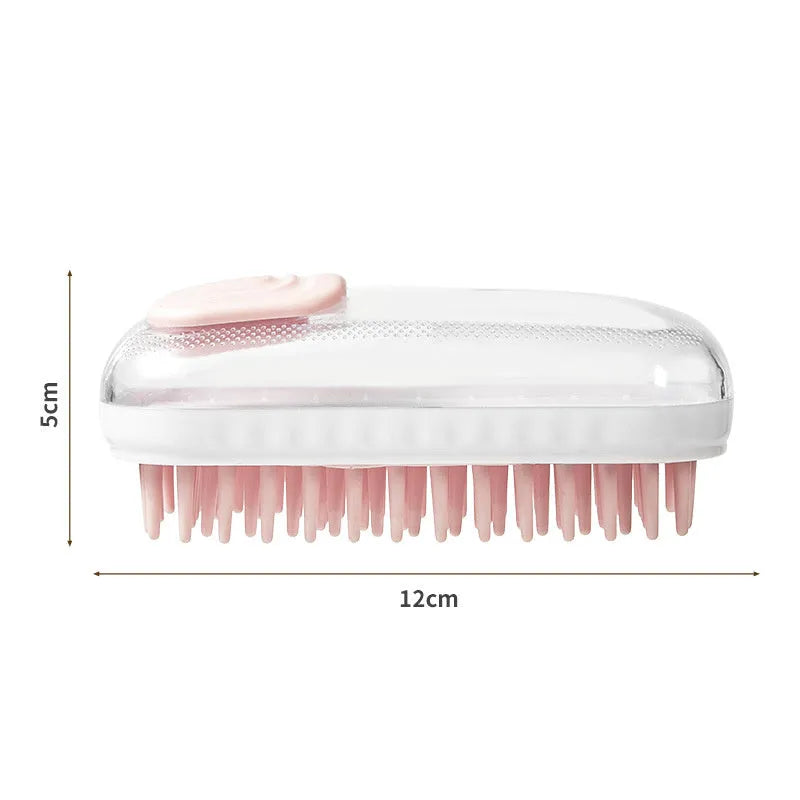 Silicone pet bath brush for dogs and cats in grey or pink colour options