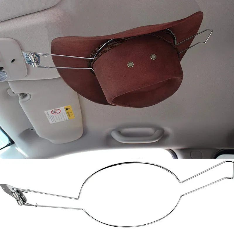 Car-shaped hat stand in chrome and brown, 40cm tall iron coat rack for organising garments