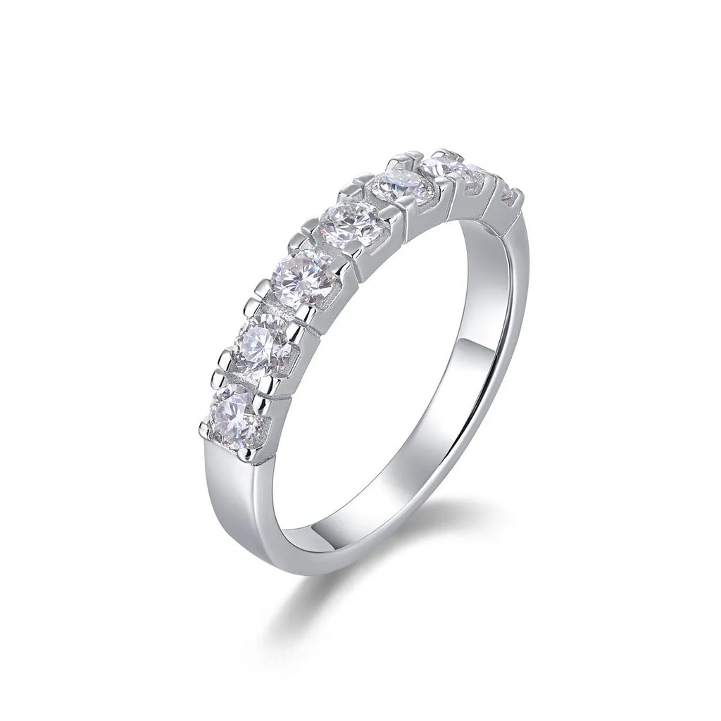 Lucky wedding ring set with 0.1 carat moissanite, S925 silver platinum plated, sizes 5 to 9, gift box