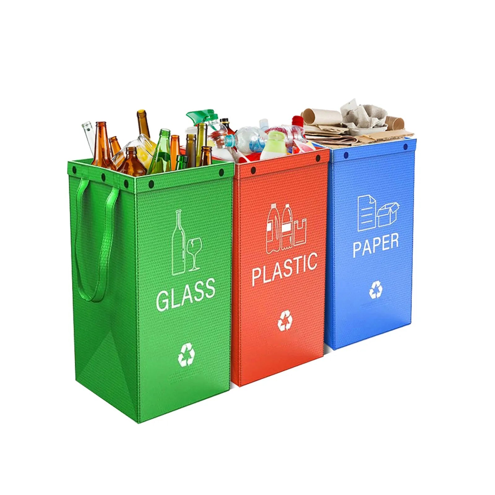 40-litre waterproof handbag with waste segregation compartments measuring 30x50x30cm in PP material