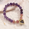 Women's stone bracelet with crystal string beads and peace buckle closure in asterism juyun colour