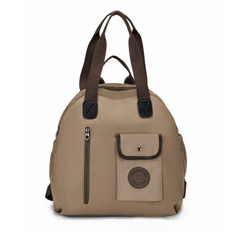 Outdoor backpack showing 48cm height with sandwich pocket compartment and medium hardness nylon construction
