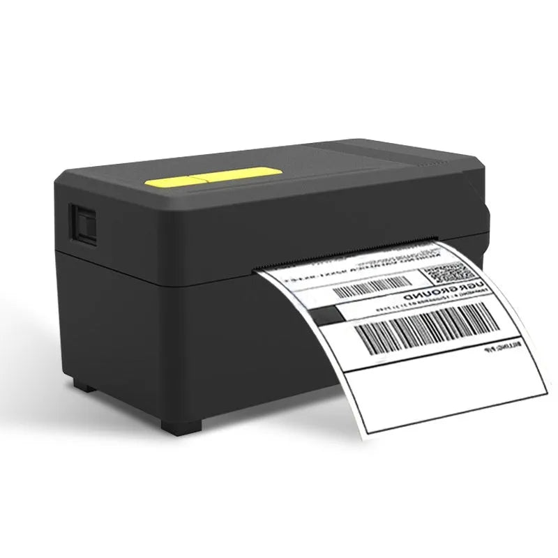 FlashLabel thermal label printer with USB cable, showing 3-inch and 4-inch label options for express orders