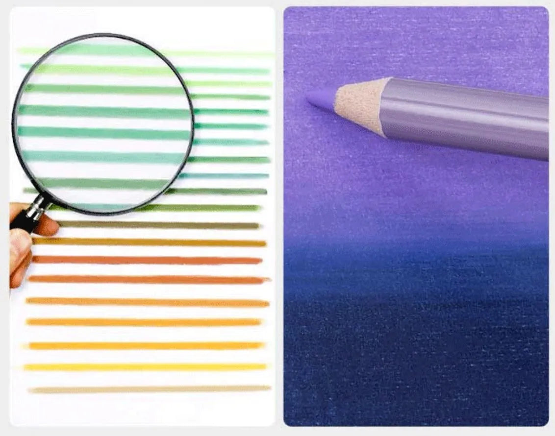 Boxed set of 72 or 126 coloured pencils with basswood penholders for art examinations