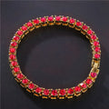 Men's hip hop bracelet with single row rhinestones on chain, geometry design, five colour options