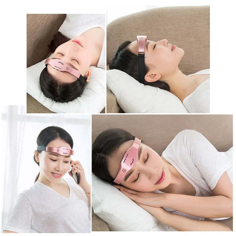 Wireless head massager in black or pink with adjustable fasteners, 110g, USB rechargeable, 3 modes and 9 intensities.