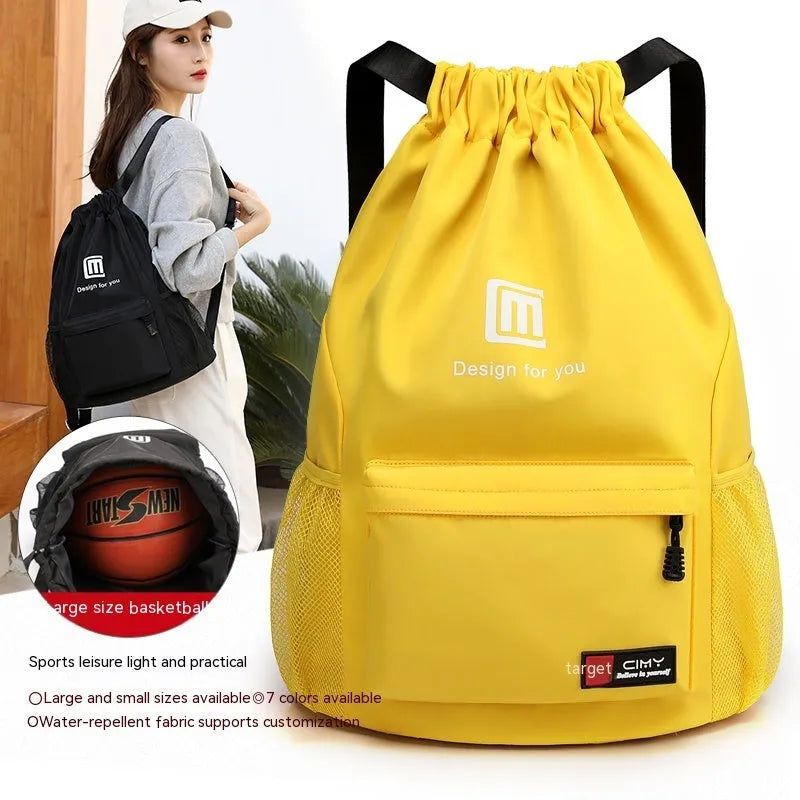 Women's Oxford travel backpack in black with pull-belt closure and double-joint shoulder straps