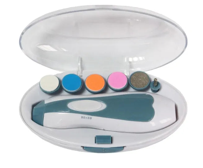 Ultra-quiet baby nail polisher with night light, four-speed settings, and ergonomic design for safe infant nail care