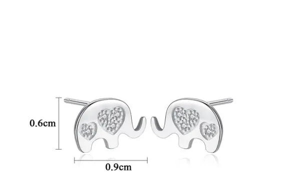 Geometric Korean silver earrings with gem setting, 0.6cm by 0.9cm size