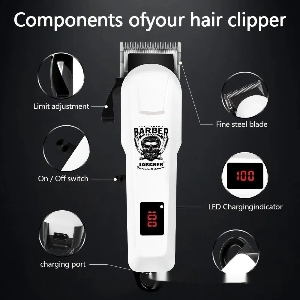 Rechargeable hair clipper with stainless steel cutter head and USB charging cable
