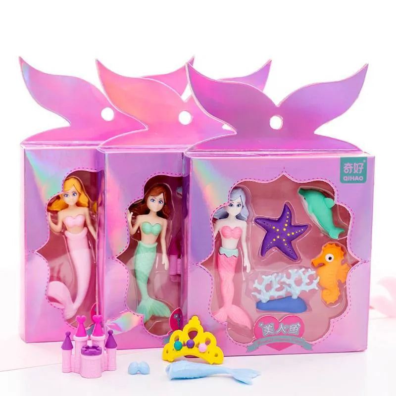 Flower Fairy eraser suit set with 12 units in Flower Fairy and Mermaid colours