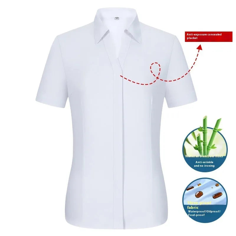 Men's bamboo fibre business shirt with square collar and long sleeves in slim fit, showing waterproof and stain-resistant properties