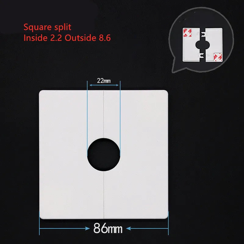 White ABS plastic decorative ring for covering wall holes, with visible 3M adhesive backing.
