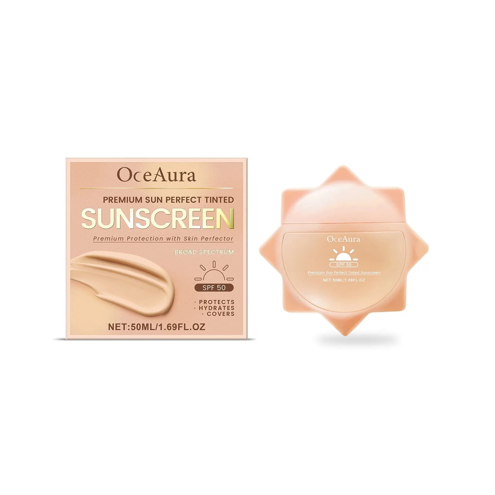 50ml tube of sunscreen cream with titanium dioxide and hyaluronic acid for summer outdoor protection