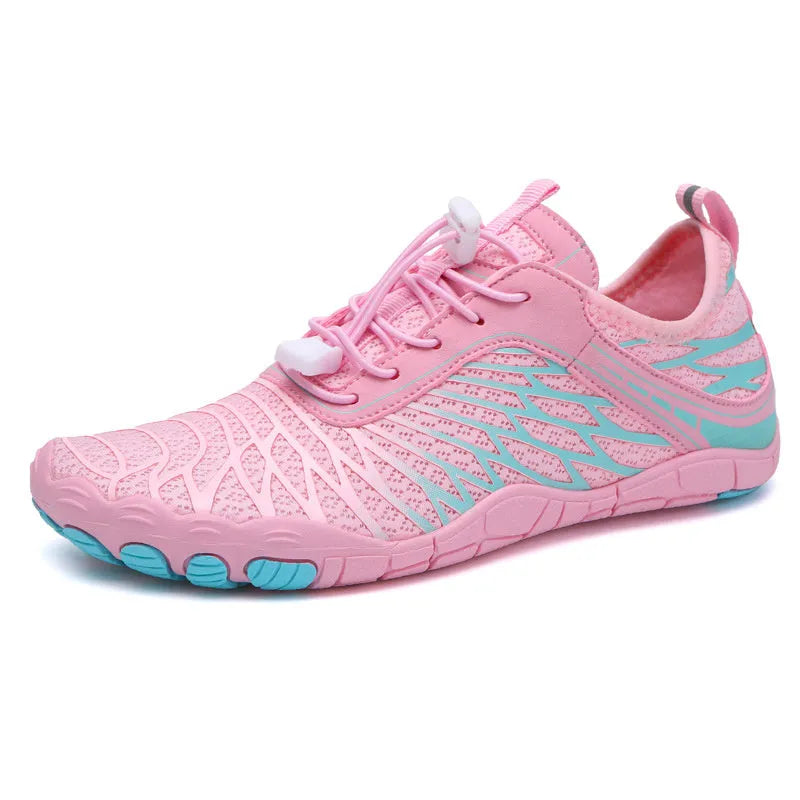 White and ash orange casual lace-up shoes with a breathable gauze lining and textured rubber outsole.