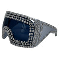 Men's punk sunglasses with large rim, square rivets, PC lenses, in silver or gold colour for sun protection