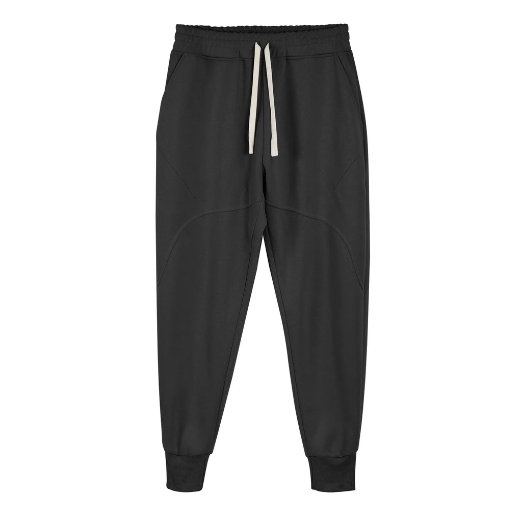 Men's ankle-tied casual trousers with drawstring waist in black colour option