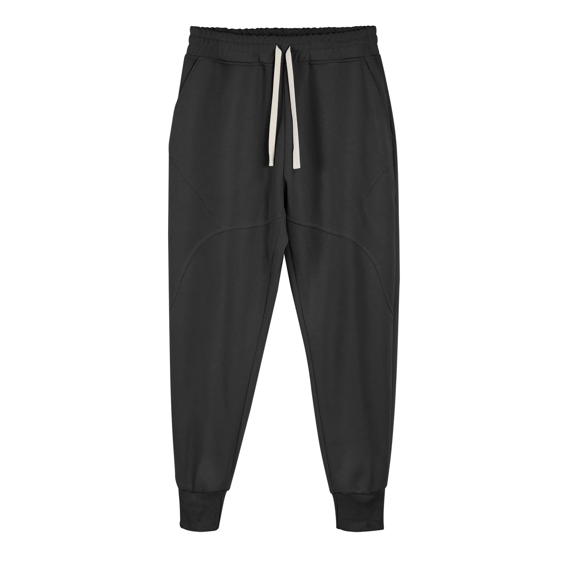 Men's ankle-tied casual trousers with drawstring waist in black colour option