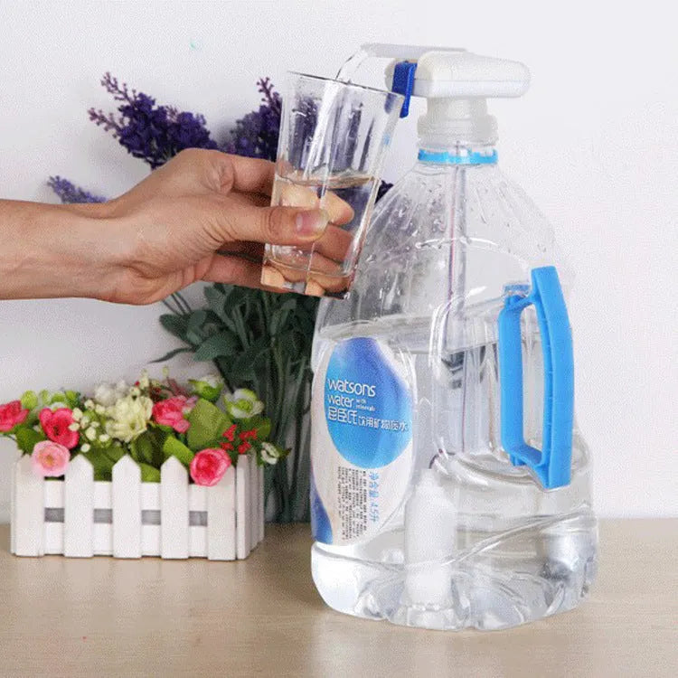 Blue handle pumping water device with 32.5cm straw for transferring milk and beverages between containers