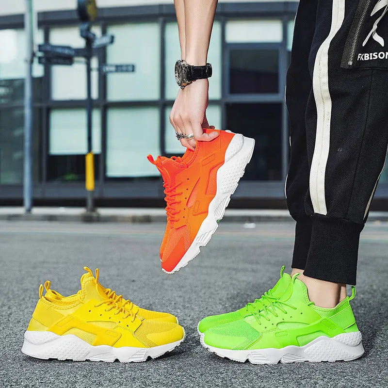 Men's green mesh casual shoes with cross shoulder straps and flat heel design