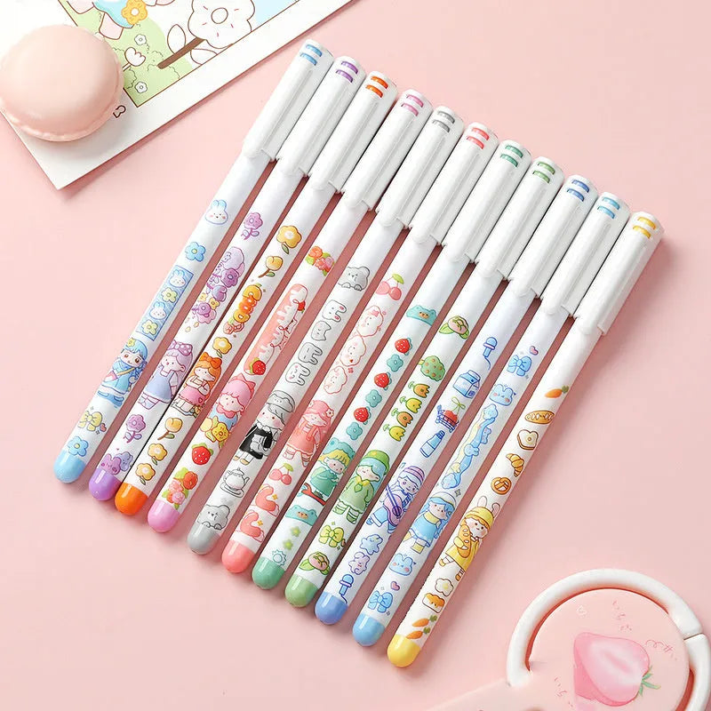 12-colour gel pen set with 0.5mm fine tips and plastic construction for office stationery