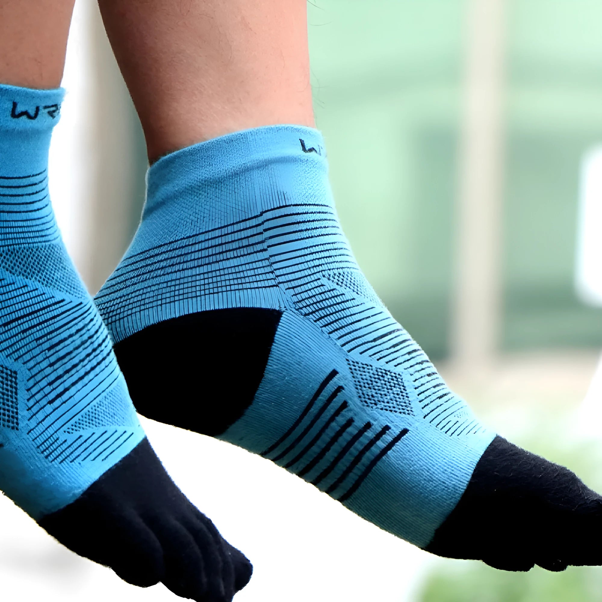 Black and gray sports toe socks showing separate toe compartments