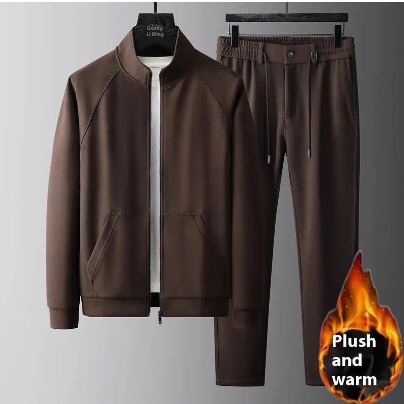 Stand collar sports suit with slim fit, polyvinyl alcohol fibre fabric, coat and pants set for 45-102.5kg weight range