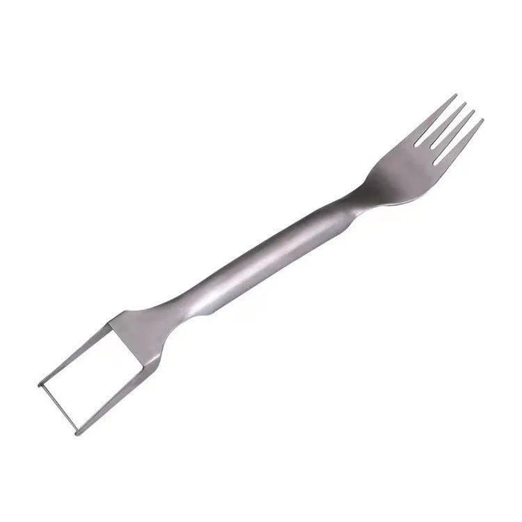 Stainless steel watermelon slicer cutter fork with 26cm handle for creating even watermelon cubes