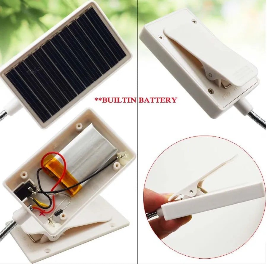 Solar garden lamp with plastic shade and LED light for outdoor use