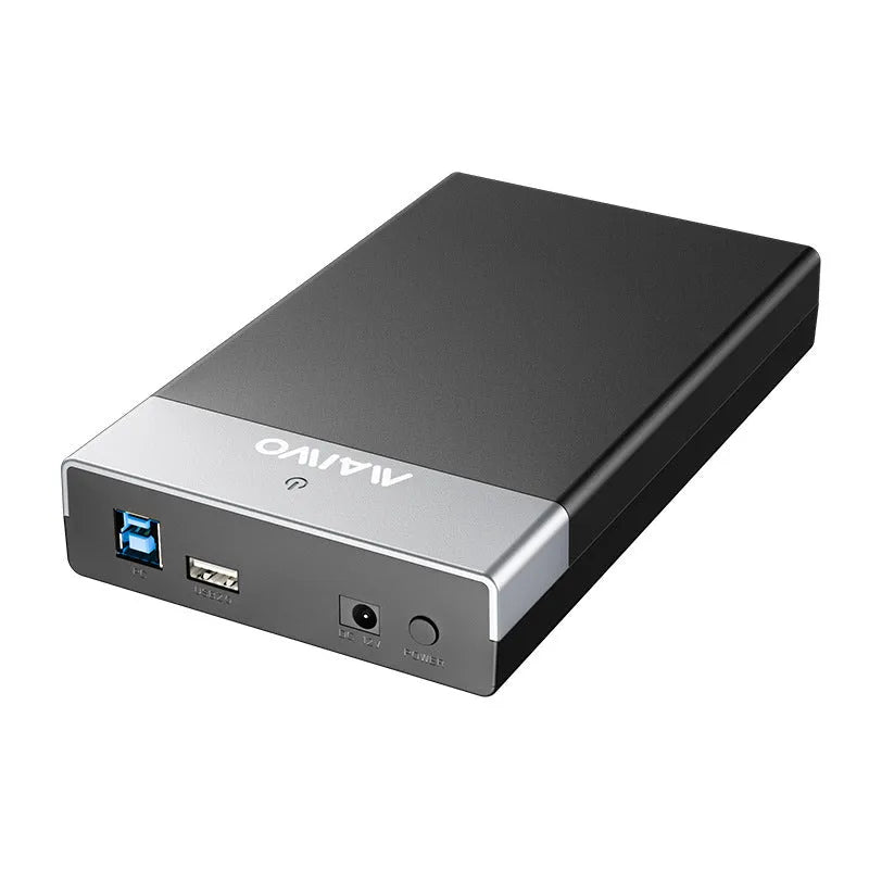USB 3.0 SATA hard disk box for 3.5-inch drives with slide cover, power supply, and cable