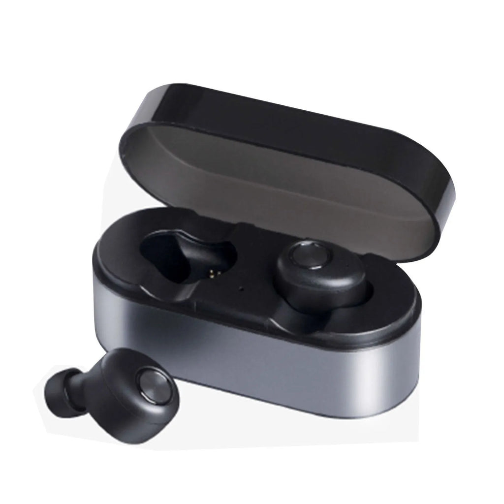 Black over-ear wireless Bluetooth headset with adjustable headband and microphone.