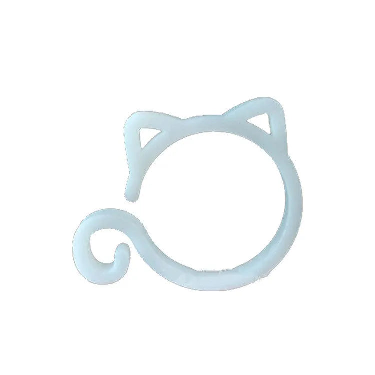 Cat-shaped plastic plant clip in green, red, white, or yellow, measuring 3cm by 4cm by 0.5cm