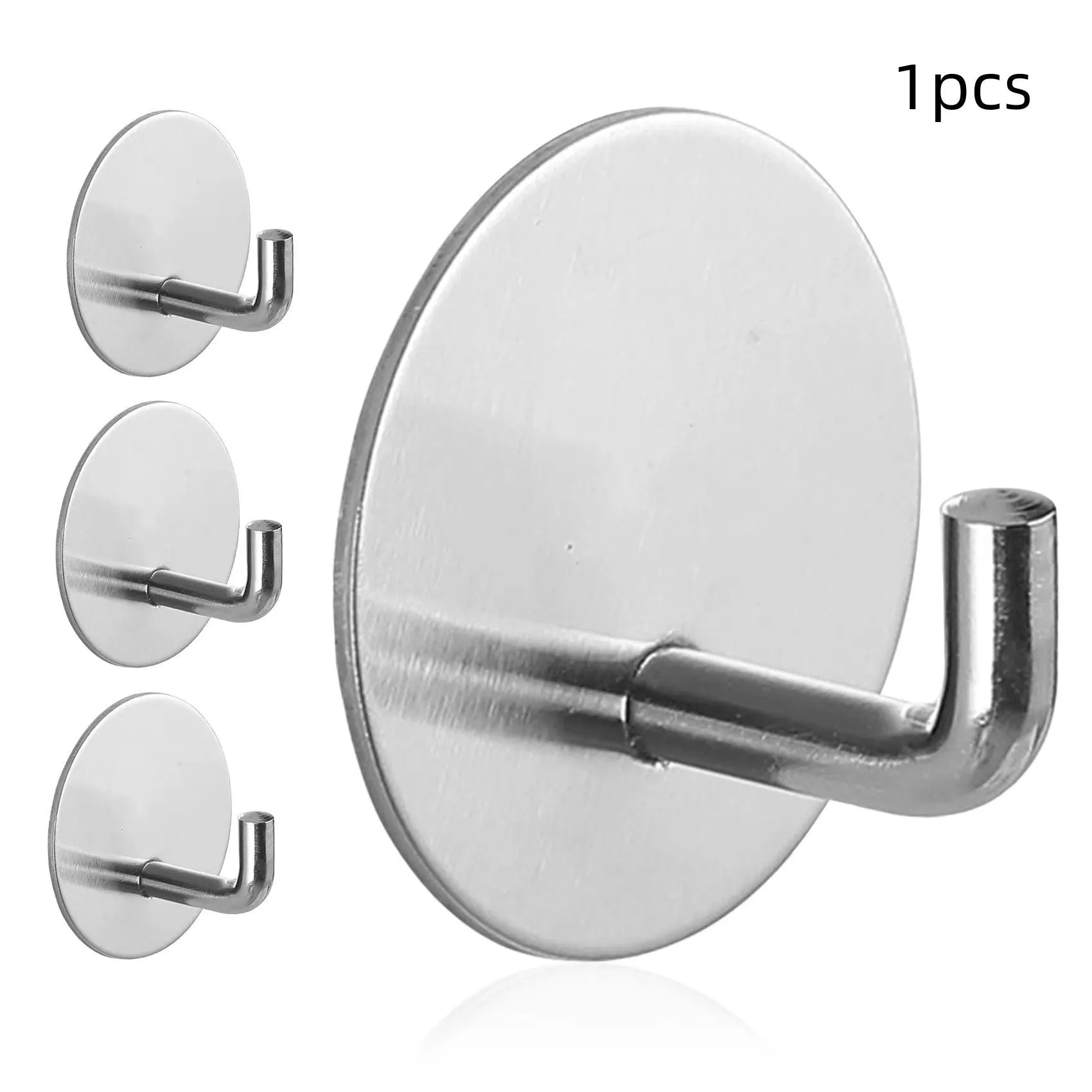 Black and polished stainless steel self-adhesive hooks for bathroom and kitchen organisation with 3kg load capacity