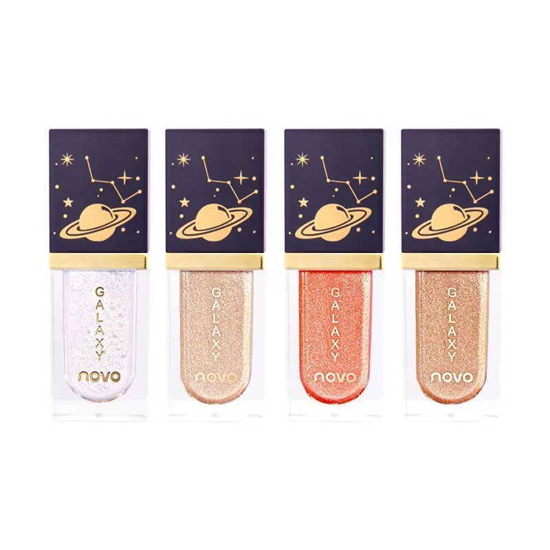 NOVO Stereo Shaping Liquid Eyeshadow 7ml bottle with glitter galaxy water-light finish and four shades