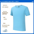 Man wearing a solid colour quick-drying waterproof work t-shirt with short sleeves on a worksite.