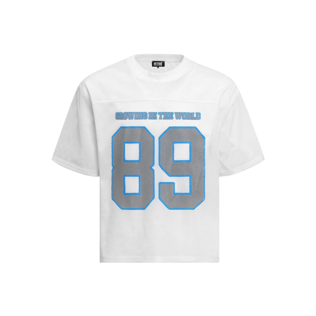 Alphanumeric Printing loose-fitting casual t-shirt in black or white colour, sizes M L XL, polyester fibre blend fabric
