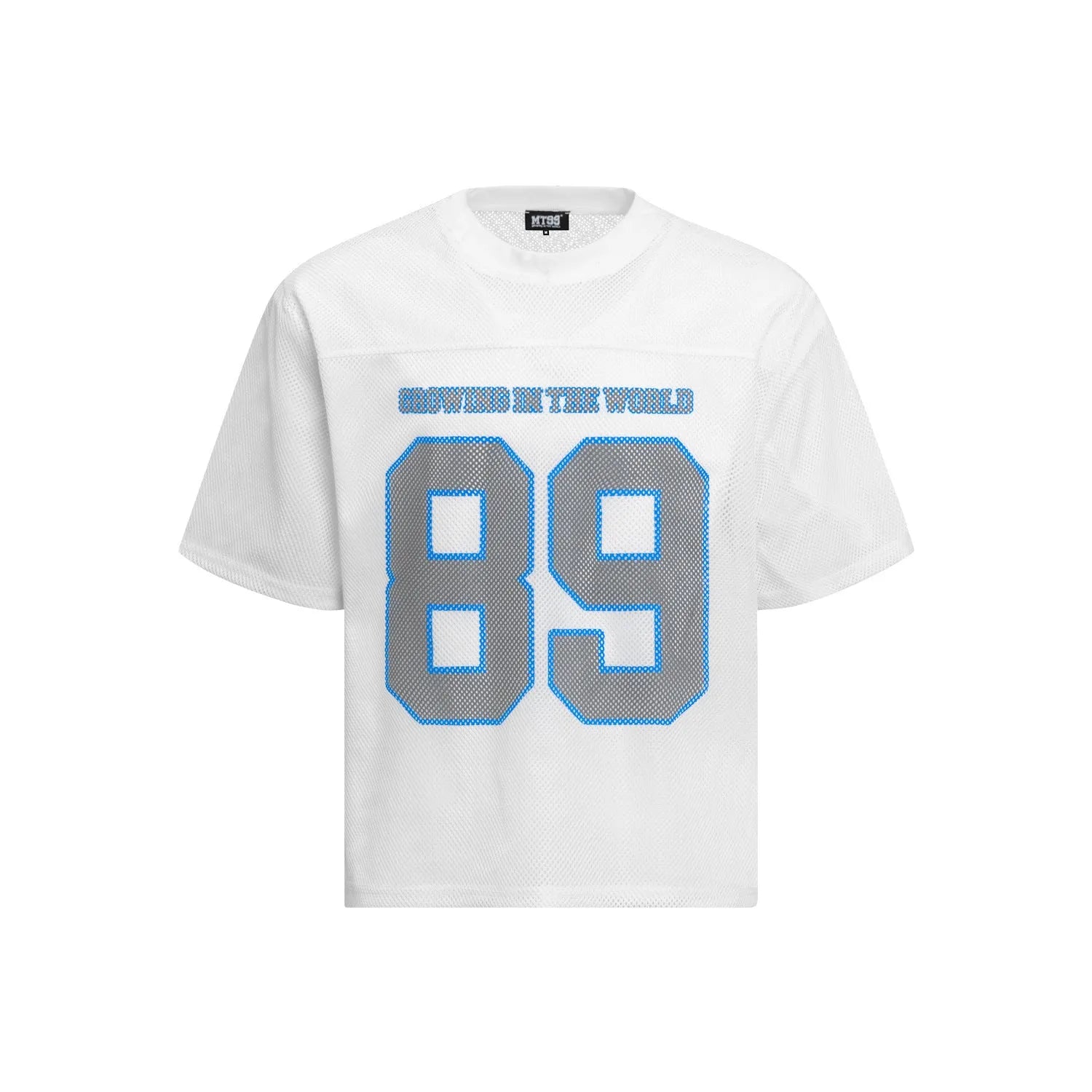 Alphanumeric Printing loose-fitting casual t-shirt in black or white colour, sizes M L XL, polyester fibre blend fabric