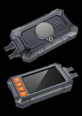 Motorcycle tachograph with dual lenses, GPS module, and waterproof housing for 1080P recording