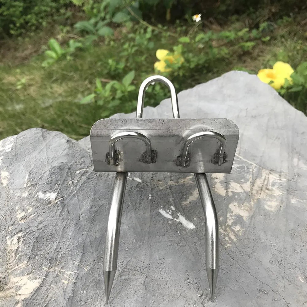 Pair of 304 stainless steel tree climbing spikes with sharp claws and two fastening straps