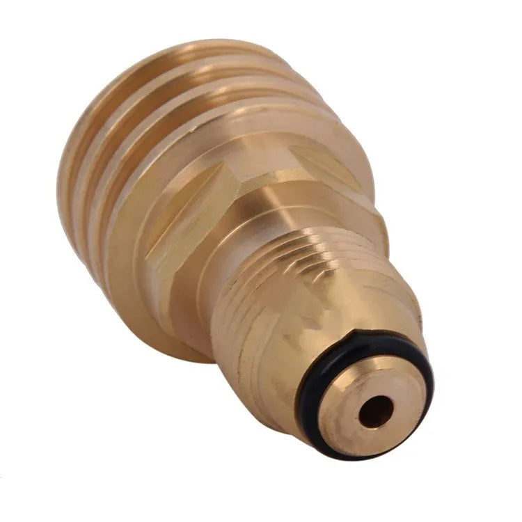 Gold-coloured brass gas adapter with 7mm diameter and internal thread for brazier connections