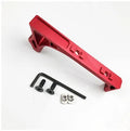Black metal hand stop attached to a Picatinny rail on a rifle forend