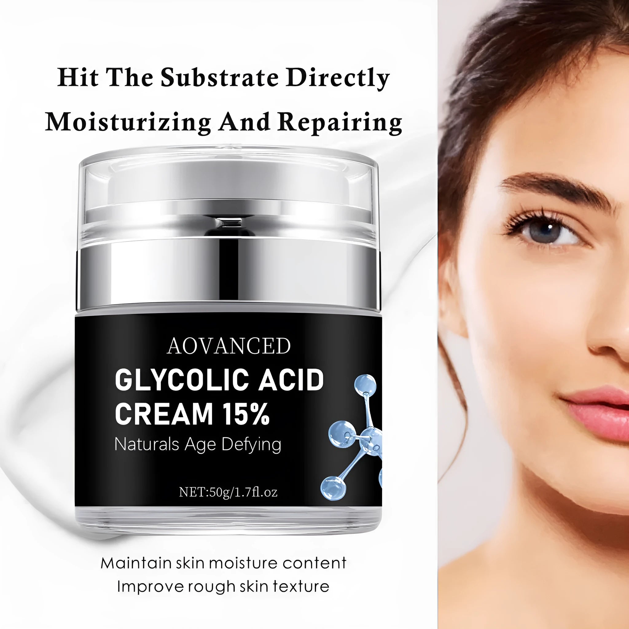 50g jar of salicylate exfoliating cream for smallpox marks, a nourishing moisturiser.