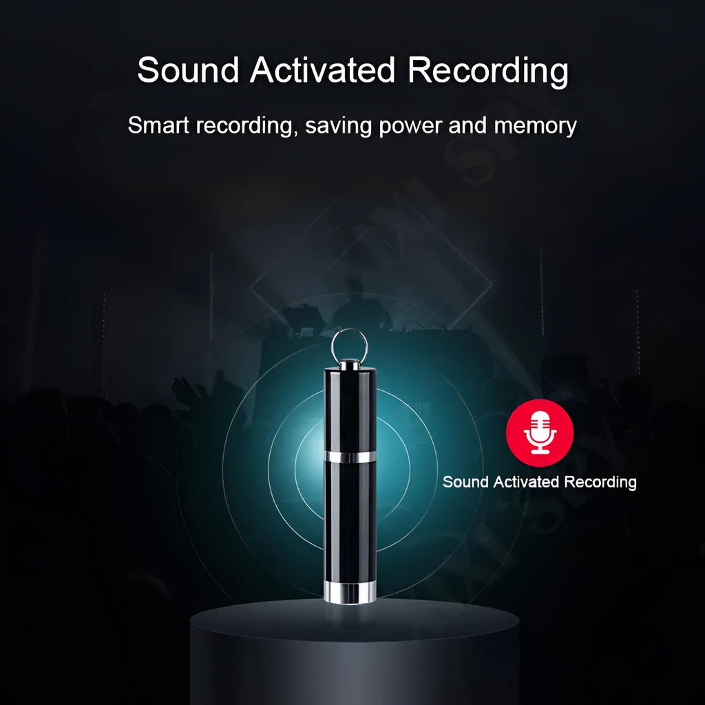 Black Amoi A1 metal voice recorder with headset shown alongside capacity options 4GB 8GB 16GB 32GB